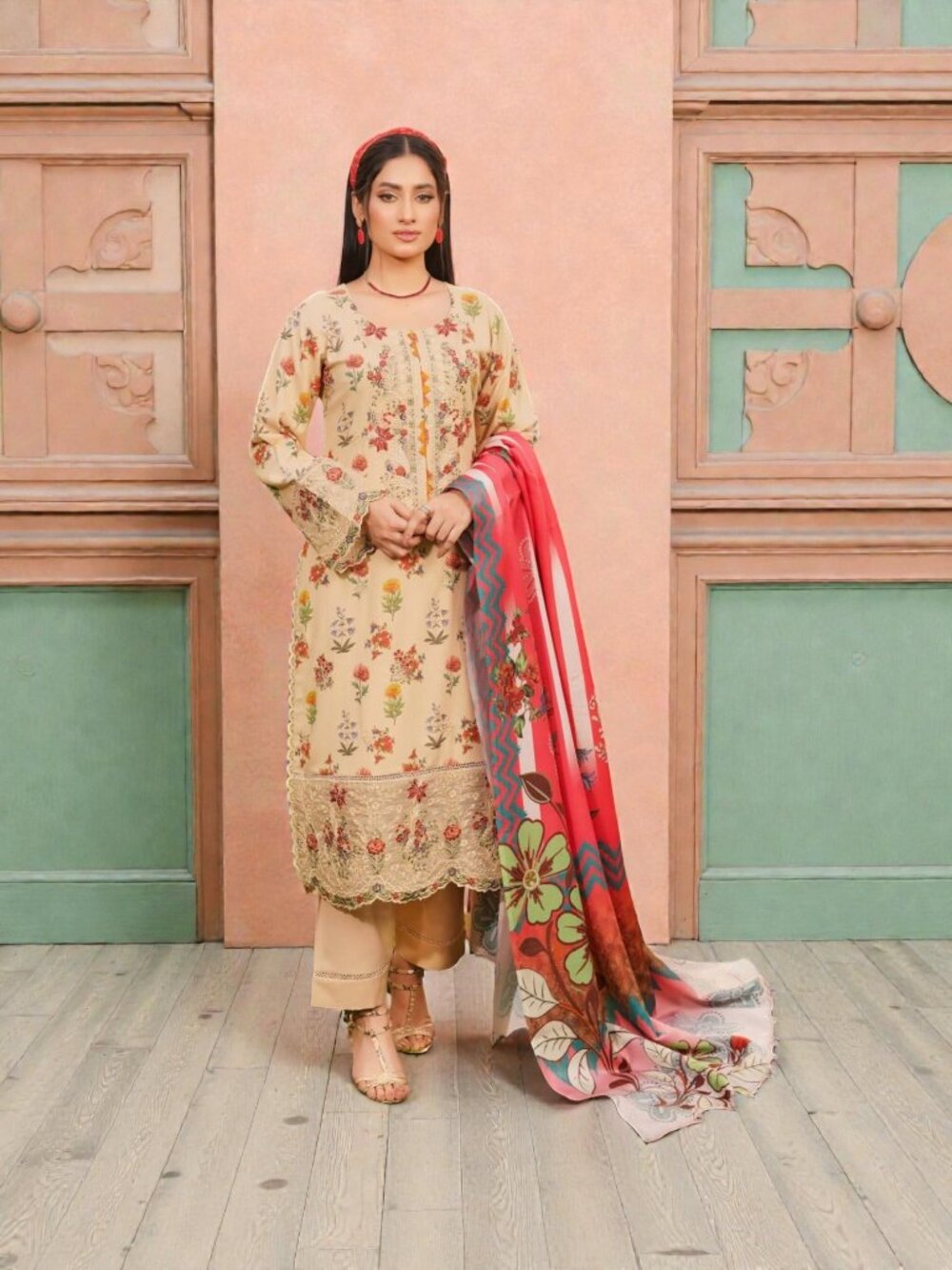 Traditional Pakistani Lawn Salwar Kameez, Cultural Wear for Women